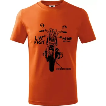 Chlapecké tričko Motorka kresba live fast - Tričko dětské bavlněné - 122 cm/6 let ( Oranžová )