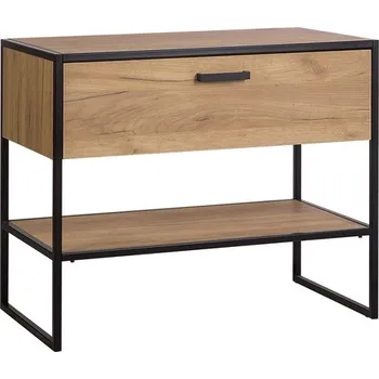 Koupelnový nábytek Skříňka pod umyvadlo Brooklyn 90 – dub craft zlatý / černý kov