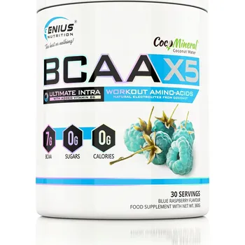 Aminokyselina BCAA prášek BCAA-X5 Genius Nutrition 360 g malina