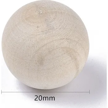 Dětské navlékací korálky Dřevěná koule bez dírky 20 mm