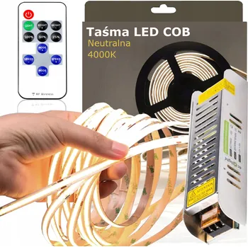 LED páska Sada LED Neon COB pásek 5m 4000K BÍLÁ NEUTRÁLNÍ - NAPÁJECÍ ZDROJ 60W DÁLKOVÝ OVLADAČ