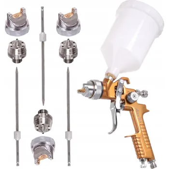 Stříkací pistole Lakýrnická pistole HVLP 3x tryska 1,4 mm 1,7 mm 2,0 mm Nádržka 600 ml
