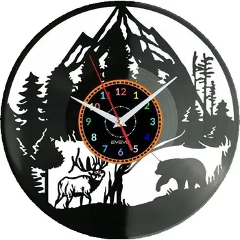 Hodiny Hodiny nástěnné Les Jelen Medvěd Vinylová deska Moderní dekorativní Na