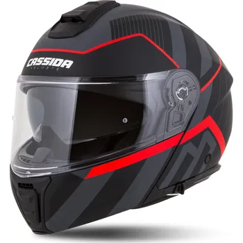 Helma na motorku CASSIDA přilba Modulo 2.1 Profile černá matná/šedá/červená plexi s přípravou pro Pinlock 2026 - 2XL
