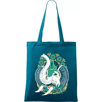 Sloník pro štěstí (Pecka Design) - Taška bavlněná - 42 x 38 cm ( Petrolejová )