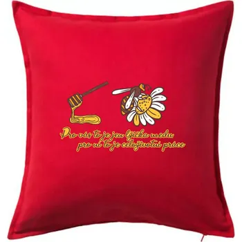 Polštář Včela - lžička medu - Polštář 50x50 - 50x50 - Pouze potah ( Červená )