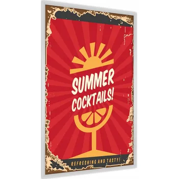 Obraz Plakát na zeď Nápisy Koktejl Vintage styl 30x40 v rámu 30 x 40 cm