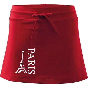 Dámská sukně Paris nápis Eiffelovka na výšku - Sportovní sukně - two in one - XS ( Červená )