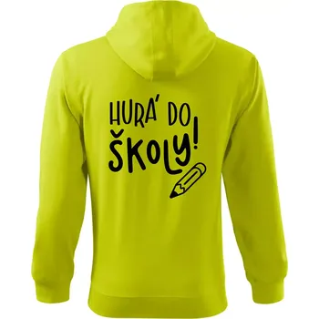 Pánská mikina Hurá do školy! - Mikina s kapucí na zip trendy zipper - S ( Limetková )