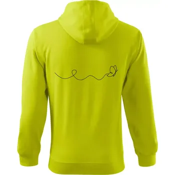 Pánská mikina Dráha letu motýla - vlnovka - Mikina s kapucí na zip trendy zipper - M ( Limetková )
