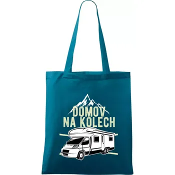 Domov na kolech - Taška bavlněná - 42 x 38 cm ( Petrolejová )