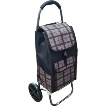 Nákupní taška Taška s kol., KÁRO černé, (24kg) přední, boční kapsy, textil