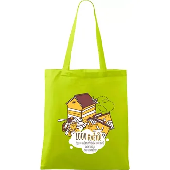 Včela - 1000 květů - Taška bavlněná - 42 x 38 cm ( Limetková )