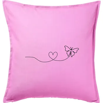 Polštář Dráha letu motýla - srdce - Polštář 50x50 - 50x50 - Pouze potah ( Růžová )