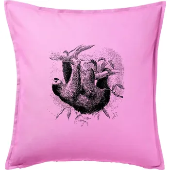 Polštář Lenochod kreslený - Polštář 50x50 - 50x50 - Pouze potah ( Růžová )