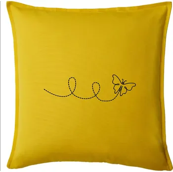 Polštář Dráha letu motýla - smyčka - Polštář 50x50 - 50x50 - Pouze potah ( Žlutá )