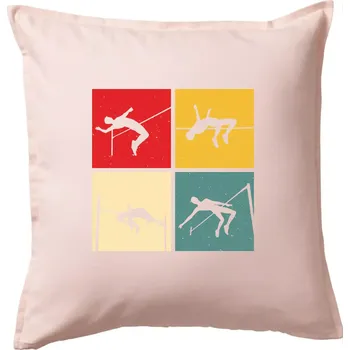 Polštář Skok do výšky vintage - Polštář 50x50 - 50x50 - Včetně výplně ( Světle růžová )