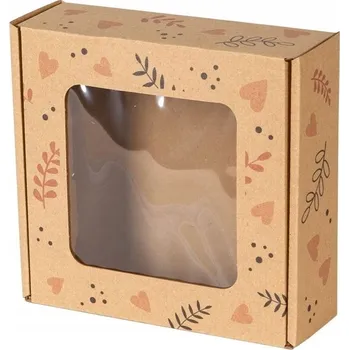Dárková krabička Krabička s Okénkem 15x15x5 Potisk Balení Kartonová Skládací