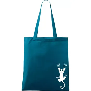 Kočka visící - Taška bavlněná - 42 x 38 cm ( Petrolejová )