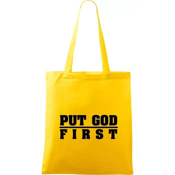 Put God first tlustý nápis - Taška bavlněná - 42 x 38 cm ( Žlutá )