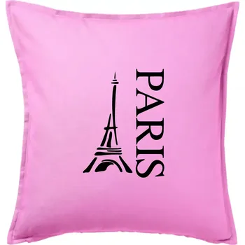Polštář Paris nápis Eiffelovka na výšku - Polštář 50x50 - 50x50 - Pouze potah ( Růžová )