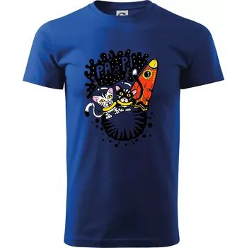 Pánské tričko Pá a Pi z kočičí planety (Pecka Design) - Triko extra velké (5-8XL) - 6XL ( Královská modrá )