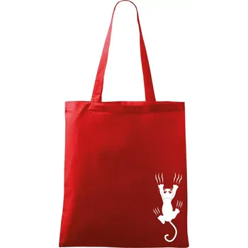 Nákupní taška Kočka visící - Taška bavlněná - 42 x 38 cm ( Červená )