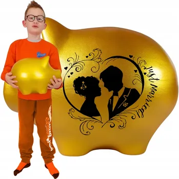 Pokladnička Zlaté prasátko pokladnička GIGANT XXXL + VÁŠ NÁPIS