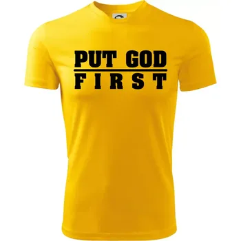 Chlapecké tričko Put God first tlustý nápis - Dětské triko sportovní (dresovina) - 134 cm/8 let ( Žlutá )