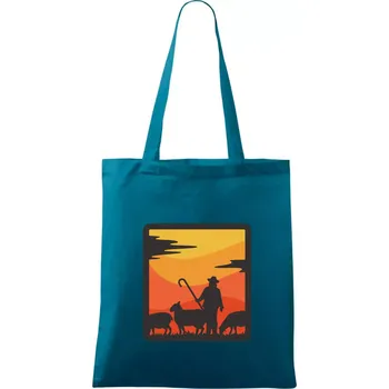 Pastevec ovcí - čtverec - Taška bavlněná - 42 x 38 cm ( Petrolejová )