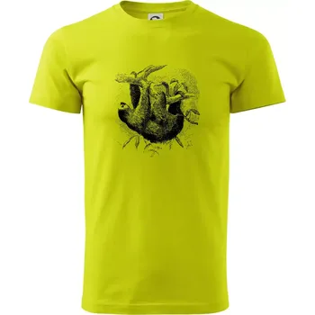 Lenochod kreslený - Klasické pánské triko vyšší gramáže - M ( Limetková )