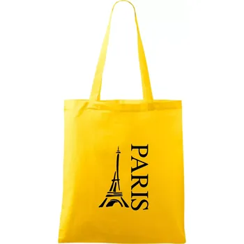 Paris nápis Eiffelovka na výšku - Taška bavlněná - 42 x 38 cm ( Žlutá )