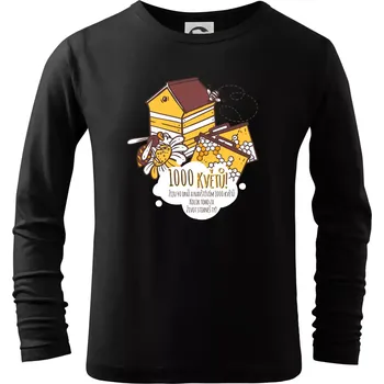 Chlapecké tričko Včela - 1000 květů - Triko dětské Long Sleeve - 122 cm/6 let ( Černá )