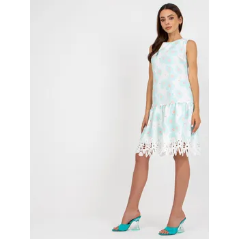 Dámské šaty FPrice Koktejlové šaty květinové bílo-mátové, 36