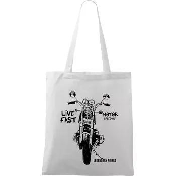 Motorka kresba live fast - Taška bavlněná - 42 x 38 cm ( Bílá )