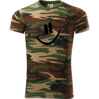 Pánské tričko Emoji bez obrysu - usměv - Army CAMOUFLAGE - XL ( Hnědý maskáč )