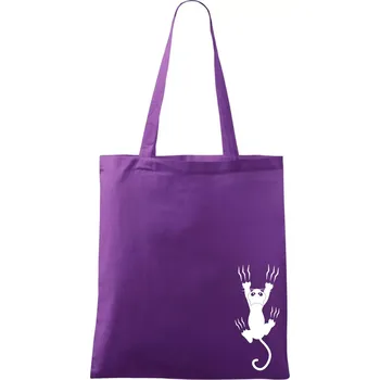 Kočka visící - Taška bavlněná - 42 x 38 cm ( Fialová )