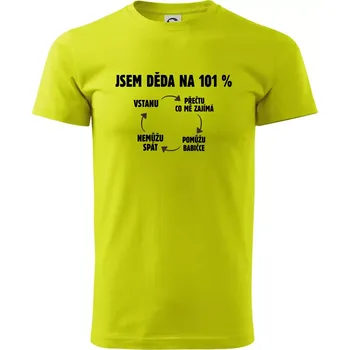 Jsem děda na 101 procent - Klasické pánské triko vyšší gramáže - S ( Limetková )