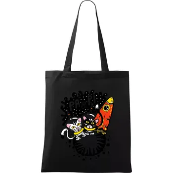 Nákupní taška Pá a Pi z kočičí planety (Pecka Design) - Taška bavlněná - 42 x 38 cm ( Černá )