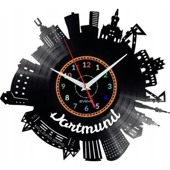 Hodiny DORTMUND NÁSTĚNNÉ HODINY DEKORATIVNÍ MODERNÍ VINYLOVÁ DESKA VINYL JAKO DÁREK