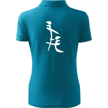 Čínský znak - Polokošile dámská Pique Polo - L ( Tmavý tyrkys )