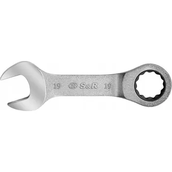Klíč Očkoplochý klíč 19 mm s ráčnou, krátký S&R, 72 zubů, Cr-V
