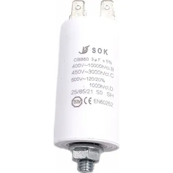 Kondenzátor Kondenzátor rozběhový 3uF, konektoy TC886DS