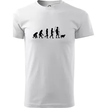 Pánské tričko Evoluce pastevec ovcí - Triko extra velké (5-8XL) - 8XL ( Bílá )