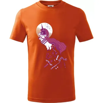 Drsný jednorožec (Pecka design) - Tričko dětské bavlněné - 104-110cm / 3-4 roky ( Oranžová )