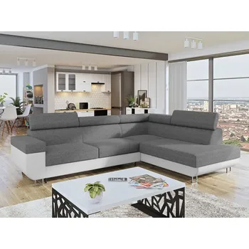 Sedací souprava Sedací souprava FAYA - šedá / bílá eko kůže, pravý roh