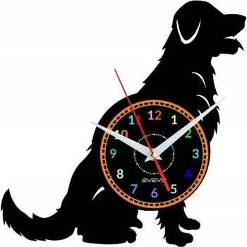 Hodiny ZLATÝ RETRÍVR - NÁSTĚNNÉ HODINY - MODERNÍ DEKORACE Z VINYLOVÉ DESKY