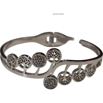 Náramek Ocelový náramek se stromem života (Náramek z oceli se SW kamínky)