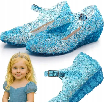 Dívčí baleríny BOTY STŘEVÍČKY BALERÍNKY LEDOVÁ KRÁLOVNA ELSA MODRÉ VEL. 29