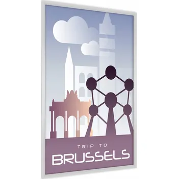 Obraz Plakát v Rámu Obrys Bruselu NÁPISY Dekor 30x40
